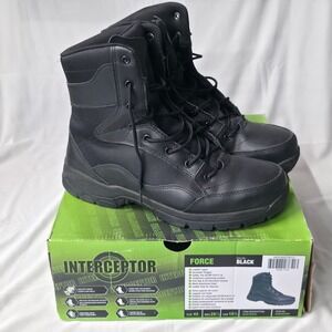 Interceptor Men's Black ASTM F2413-18 Tactical Steel Toe Safety Boots, Size 10.5
